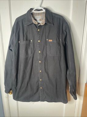 Mens Carhartt LT Flannel Lined Shirt Black Duck Snap Front Large Tall Work